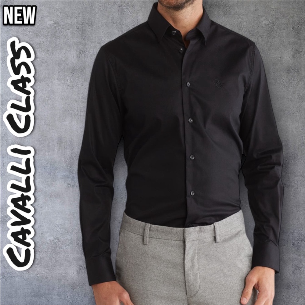 New Mens Cavalli Class Slim Fit Textured Dress Shirt